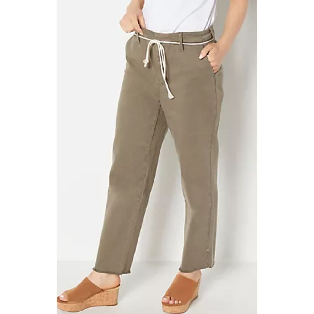 NYDJ Relaxed Ankle Trouser with Fray Hem & Belt 31